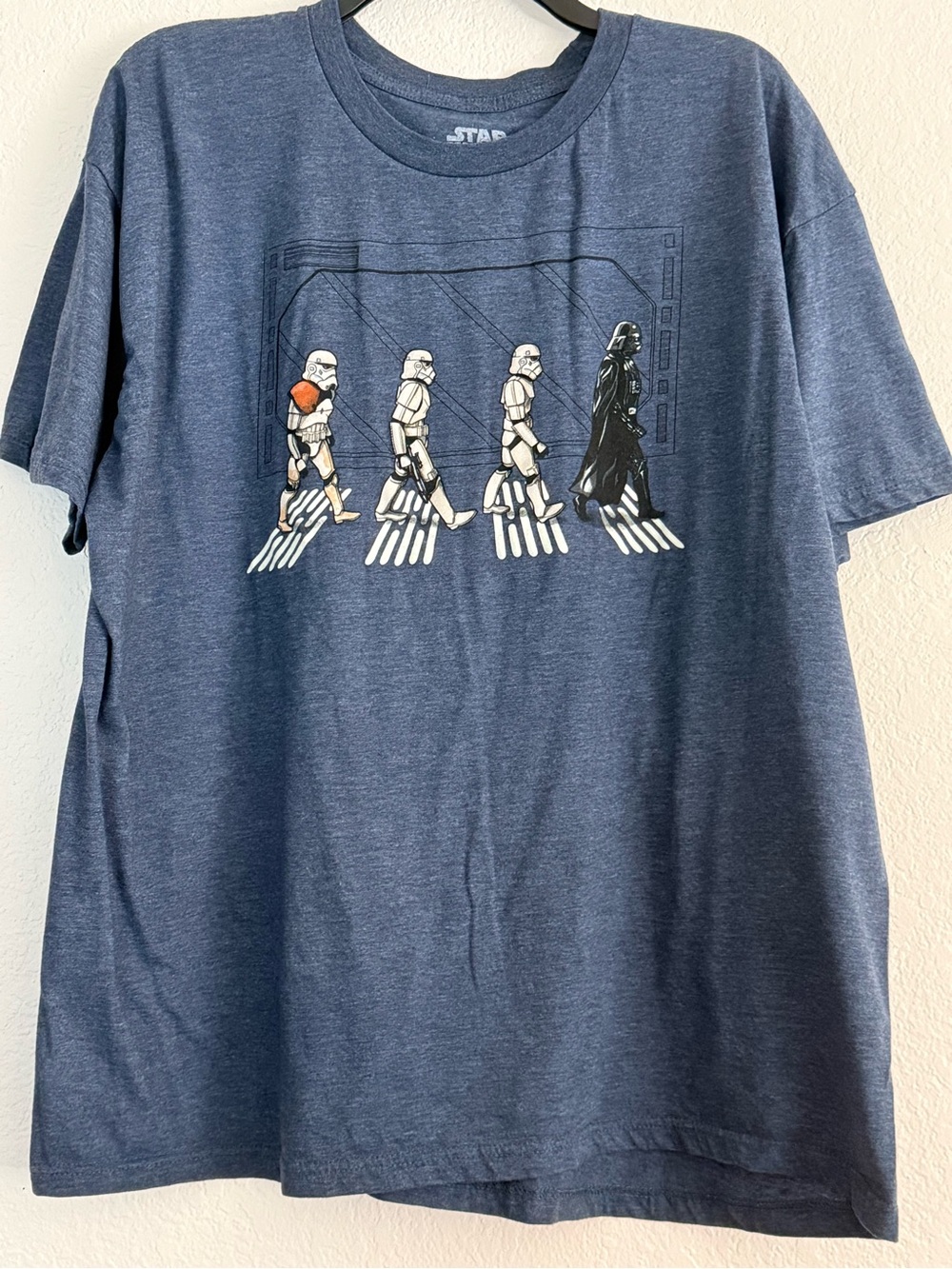 Star Wars Abby Road Navy Graphic Tee with Stormtrooper and Darth Vader Print